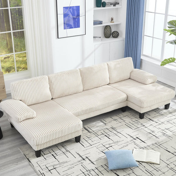 English Elm U-Shaped 4-Seat Sofa With Double Chaise - Luxurious Velvet Comfort For Modern Living Spaces W2705S00014-GIGA