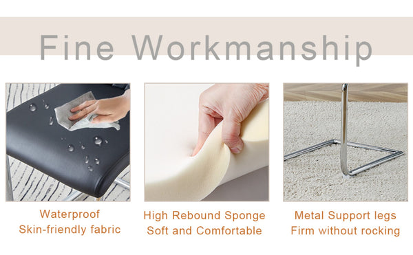 English Elm Table Modern 7-Piece Dining Set With Transparent Tempered Glass Top & 6 Black Pu Chairs, Stylish Design W1151S04128-GIGA