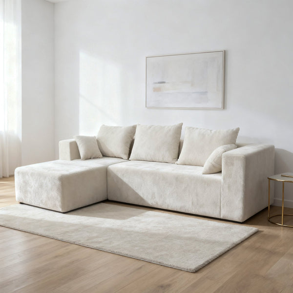 English Elm Combination Linen Sectional Sofa Bed Modular Left Corner Design for Living Rooms W3064S00003