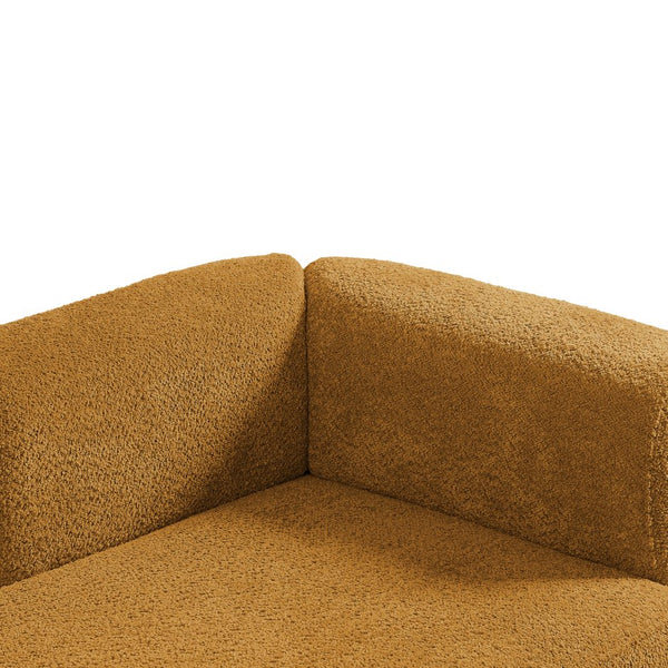 English Elm Upholstered Boucle Chaise Lounge with Foam Spring Support and Warm Wooden Legs W5515P437371