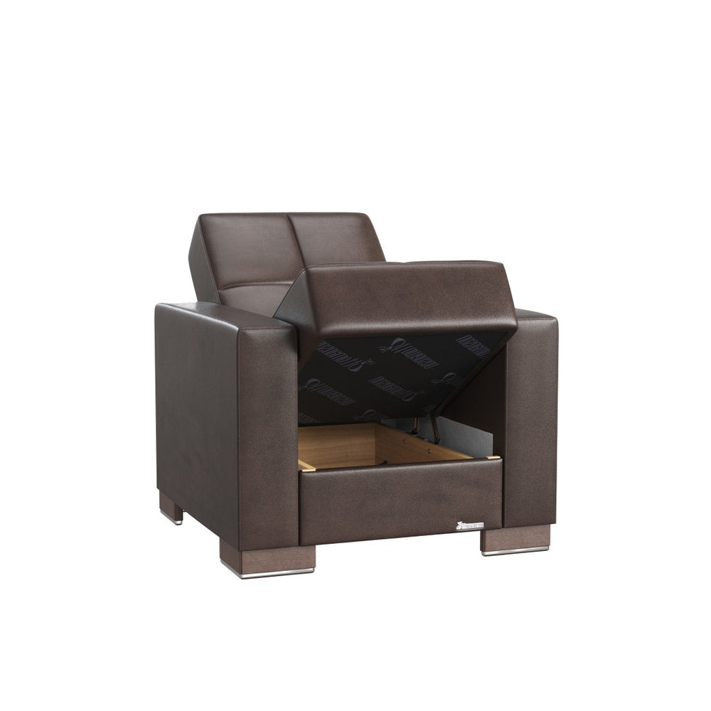 English Elm Primenest Nimbusflow Convertible Armchair With Storage - Stylish Brown Pu For Compact Spaces B030P286188-GIGA