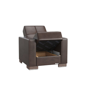 English Elm Primenest Nimbusflow Convertible Armchair With Storage - Stylish Brown Pu For Compact Spaces B030P286188-GIGA