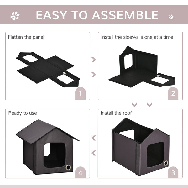 English Elm Pawhut Insulated Heated Cat Shelter Waterproof Cabin with Berber Fleece Pad Two Exits W2225P249717
