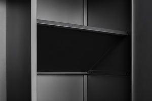 English Elm Black Steel Lockable Wardrobe with Hanging Rod Adjustable Shelves for Organized Storage Black W1247P372607