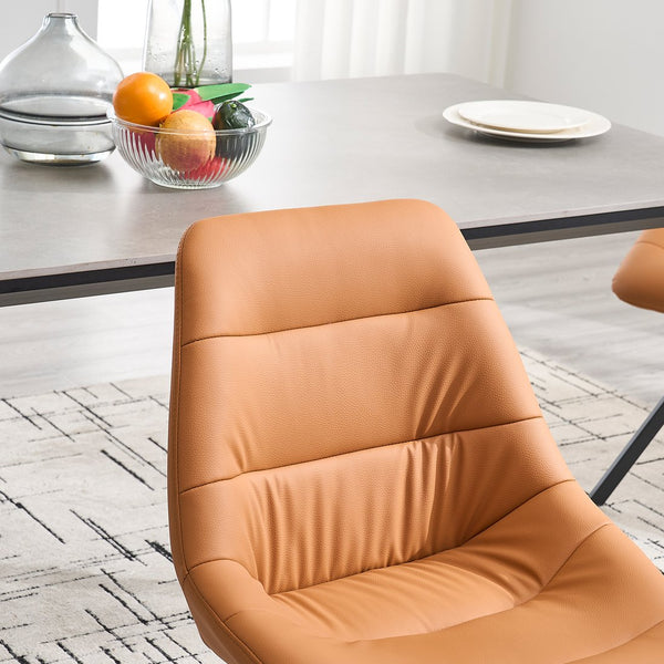 English Elm Dining Thickened Fabric Chair Set of 2 with Metal Legs — Cozy Modern Bar-Style Seating for Kitchen and Dining Spaces Brown W1249P243513