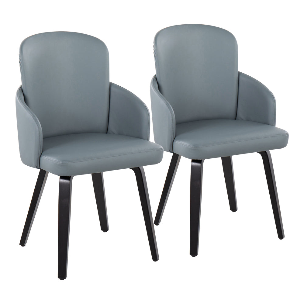 English Elm Dahlia Modern Dining Chairs Set Of 2 In Black Wood & Grey Faux Leather With Chrome Accents B202S01209