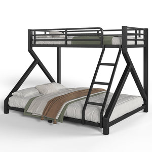English Elm Twin Xl Over Queen Metal Bunk Bed Low Profile Steel Frame for Guest Rooms W5305S00032