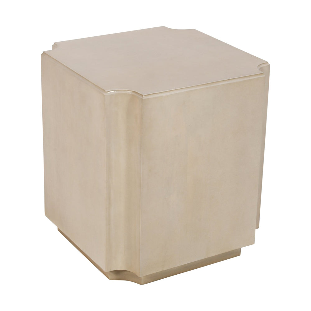 Crestview Collection Transitional Square End Table - Solid Mango Wood With Floating Base & Curved Accents For Modern Decor Beige Solid Wood Cvfnr4821