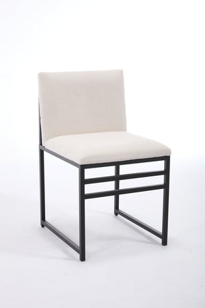 English Elm Modern Upholstered Dining Chairs Set of 2 with Linen-Like Fabric, High-Resilience Foam and Metal Frame Elegant Comfort Ivory W1249P257008