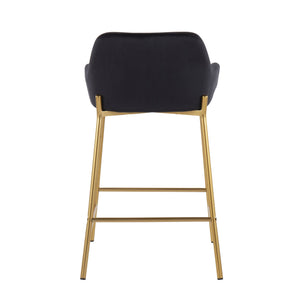 English Elm Daniella Stylish Velvet Counter Stool Set Of 2 – Glam Gold Metal Frame For Kitchen & Bar Seating B202S00041