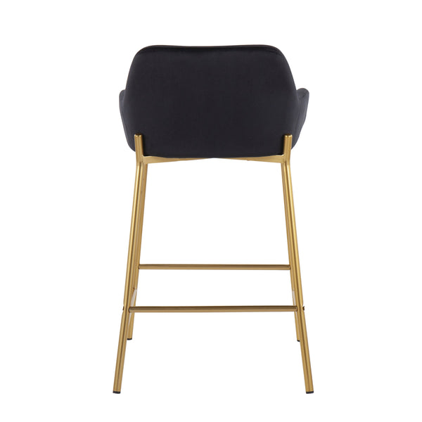 English Elm Daniella Stylish Velvet Counter Stool Set Of 2 – Glam Gold Metal Frame For Kitchen & Bar Seating B202S00041
