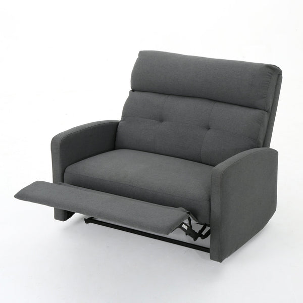 English Elm Christopher Knight Home® - Reclining Loveseat with Push-Back Recline, Plush Tufted Fabric Sofa, Compact Wall-Hugger Design Charcoal 61372.00CCL