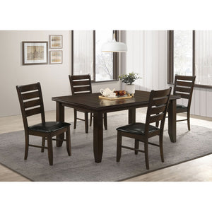 English Elm Cornish 5-Piece Dining Set With Cappuccino Table & Black Faux Leather Chairs For Elegant Meals B062S00817