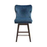 Madison Park Hancock Transitional High Wingback Button Tufted Upholstered 27" Swivel Counter Stool with Nailhead Accent MP104-1047 Dark Blue