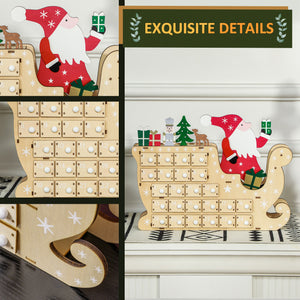 English Elm Homcom Reusable Wooden Christmas Advent Calendar With 24 Drawers For Holiday Treats & Joyful Surprises W2225P249695