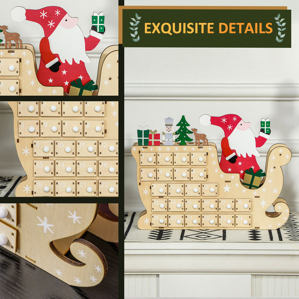 English Elm Homcom Reusable Wooden Christmas Advent Calendar With 24 Drawers For Holiday Treats & Joyful Surprises W2225P249695