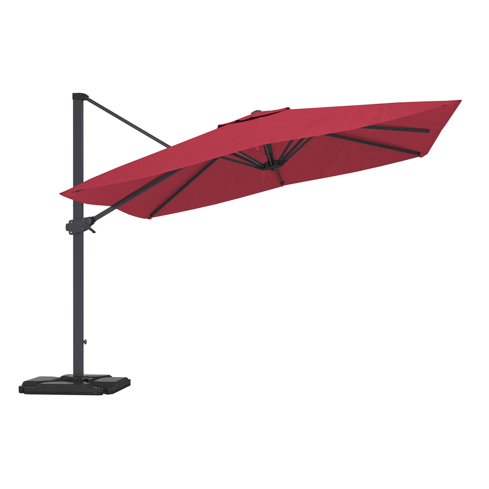 English Elm 10FT Square Cantilever Patio Umbrella Red – UV50+ 10x10ft Shade, 200g Polyester, 360° Rotating Cantilever T3609P352402