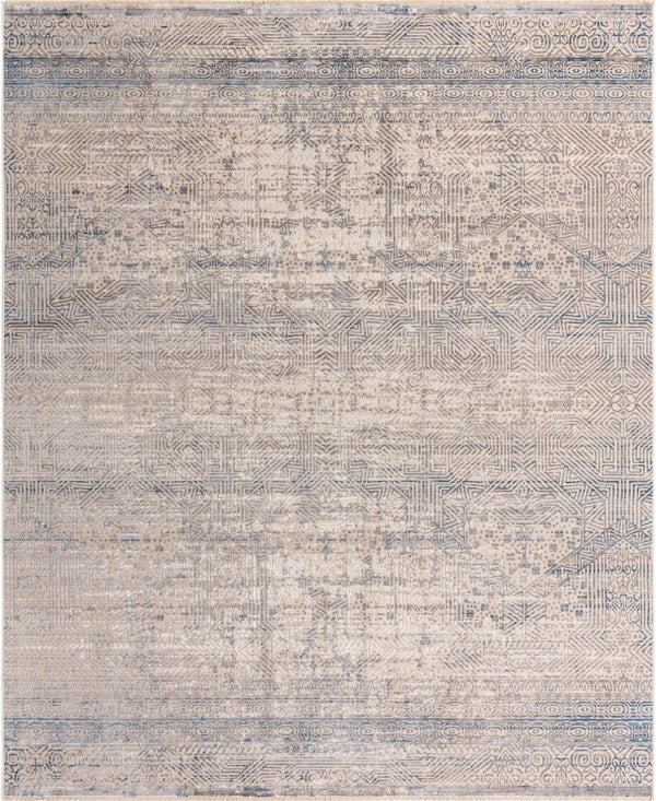 Unique Loom Deepa Ordine Machine Made Geometric Rug Gray Blue, Ivory 7' 10" x 9' 8"