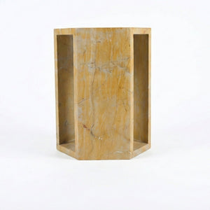 English Elm Genuine Solid Marble Hexagonal Pedestal End Table Polished Stone for Modern Living Gold W1696P407995