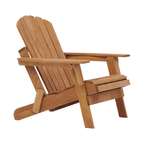English Elm Oversize Hemlock Wood Folding Adirondack Chair for Porch Poolside Patio Backyard W2640P307500