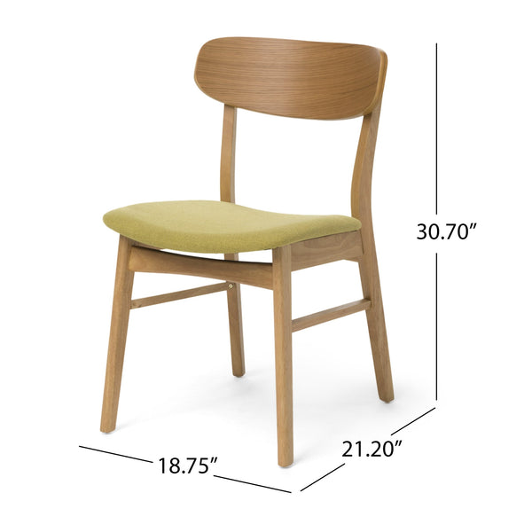 English Elm Christopher Knight Home® - DINING Chair with Cushioned Fabric Seat and Polished Wood Frame — Elegant Modern Comfort for Home Green 58925.00GTE