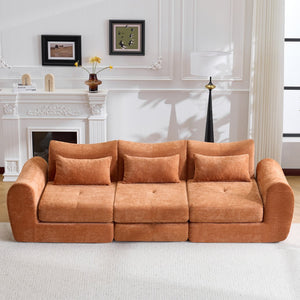 English Elm Modular Cloud Sectional Sofa Bed with Flannelette Upholstery for Flexible Living Orange W1829S00078