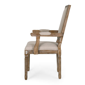 English Elm Christopher Knight Home® - Upholstered Dining Chair Set of 2 with Rubber Wood Legs, French Country Queen Anne Style Comfort and Flair Beige+Natural 71239.00BGENTL