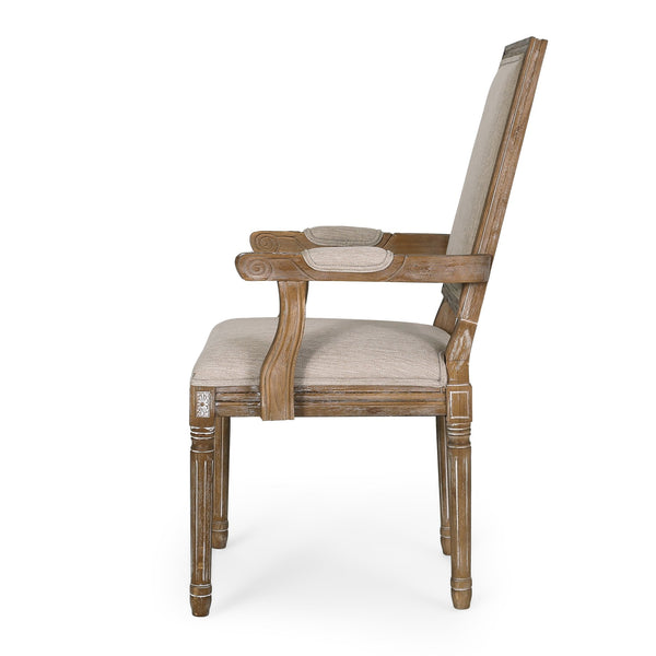 English Elm Christopher Knight Home® - Upholstered Dining Chair Set of 2 with Rubber Wood Legs, French Country Queen Anne Style Comfort and Flair Beige+Natural 71239.00BGENTL