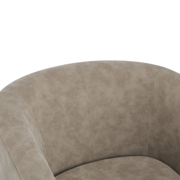 English Elm Christopher Knight Home® - Wilmore Faux Leather Swivel Barrel Chair with 360° Rotation, Tub Design, Gold-Accent Finish, No Assembly Required Apricot 32 L x 30.75 W x 29 H N776P246091I