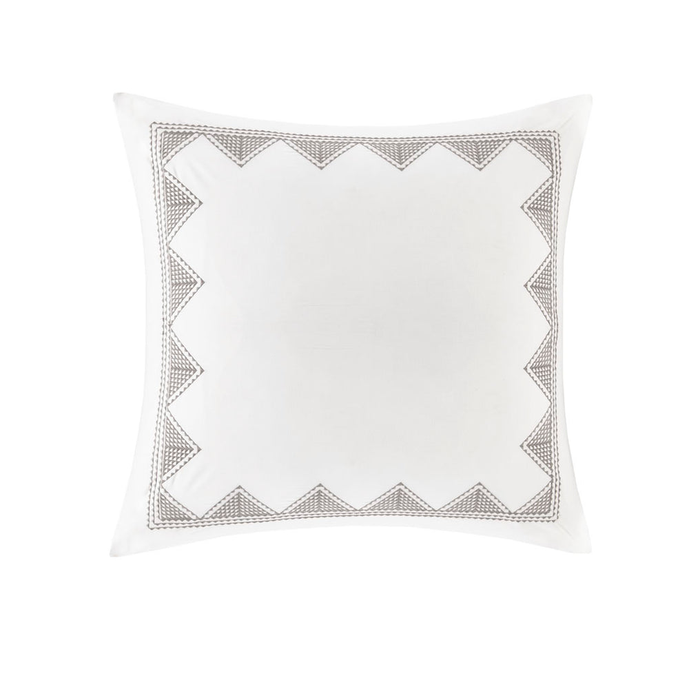 JLA Home INK+IVY - Cotton Isla Euro Sham with Geometric Embroidery, 26x26in Soft Antimicrobial White Accent Cover II11-550