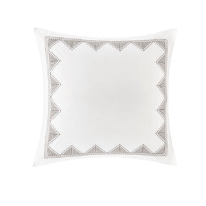 JLA Home INK+IVY - Cotton Isla Euro Sham with Geometric Embroidery, 26x26in Soft Antimicrobial White Accent Cover II11-550