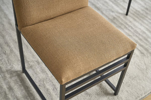 English Elm Modern Upholstered Dining Chairs Set of 2 with Linen-Like Fabric, High-Resilience Foam and Metal Frame Elegant Comfort Coffee W1249P257009