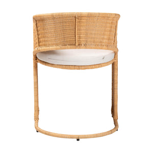 English Elm Modern Bohemian Mahogany Dining Chair with Woven Seagrass Back and Tapered Legs B2750P467831