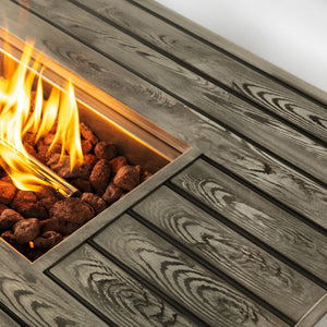English Elm 54" 50000BTU Propane Fire Table - 54in Steel Patio Fire Pit Table with Wood Grain Finish, ETL Safe, Lid Included W853P166783