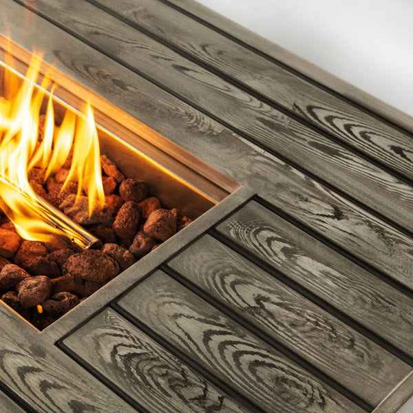 English Elm 54" 50000BTU Propane Fire Table - 54in Steel Patio Fire Pit Table with Wood Grain Finish, ETL Safe, Lid Included W853P166783