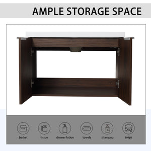 English Elm Soft Soft Close Doors Bathroom Vanity With Sink 30" x18" KD Cabinet Soft-Close Doors Open Shelf Storage W99952551