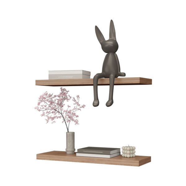 English Elm Iva recessed floating shelf set of 2 in matt grey melamine — 31.5" wide, sleek space-saving display solution Light Oak 31.89 L x 10.63 W x 3.54 H B128P237182