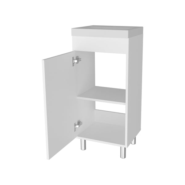 English Elm FM Wall-Mounted Belle Bathroom Vanity with Built-In Sink, Floating Design, Soft-Close Door, Sleek Storage Solution White 33.5 L x 18.9 W x 11.4 H B128P335854