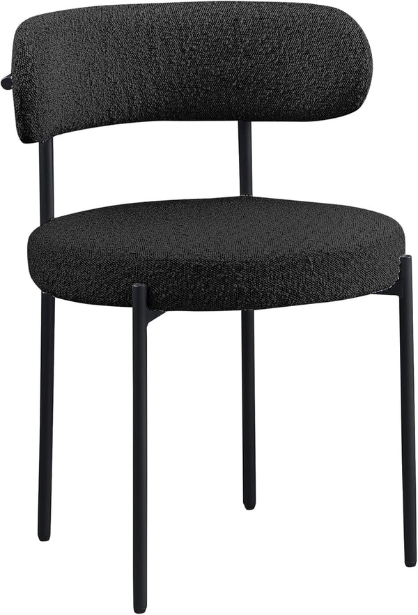 English Elm Contemporary Drexel Boucle Dining Chairs Set of 2 with Sleek Metal Frame, Modern Comfort & Texture Black 23 L x 23 W x 32 H B011P352529