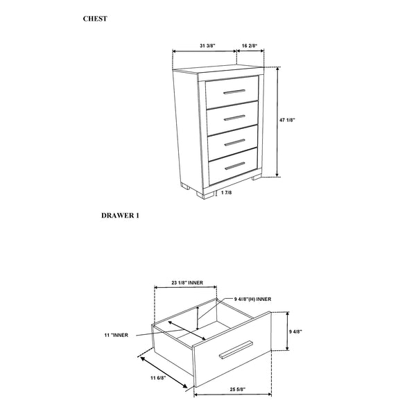 English Elm Elsa Two-tone Full Bedroom Set with Led Headboard Bookcase Rails Storage Drawers B201S00507