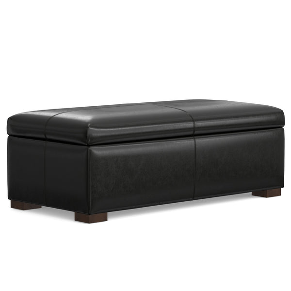 English Elm Gabbie Rectangular Storage Ottoman with Lift-Up Lid and Child-Safe Hinges, Linen-Look Upholstery Black B136P252708