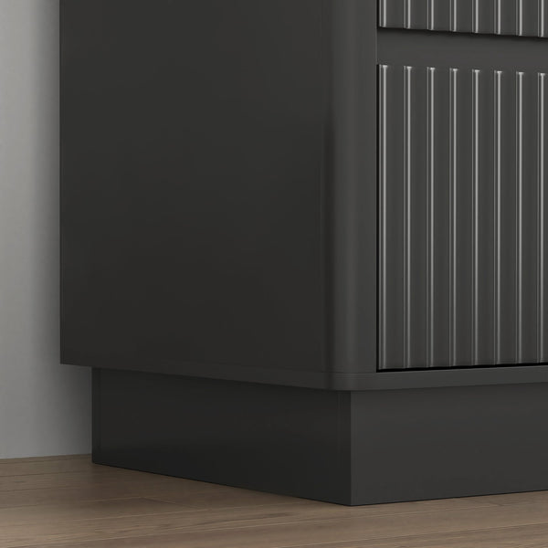 English Elm 9 Drawer Mid Century Wood Dresser Low Profile Matte Finish Bedroom Storage Cabinet Black W409S00011