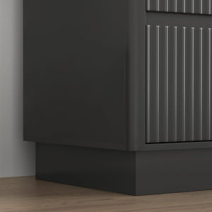 English Elm 9 Drawer Matte Wood Dresser with Wave Front Mid Century Modern Low Profile Storage Black W409P387577