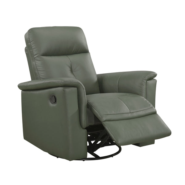 English Elm Green Swivel Glider Recliner Chair 100% Top Grain Leather Match 360° Swivel Plush Padded Comfort Reclining 35.5x36.5x40" B011P329277