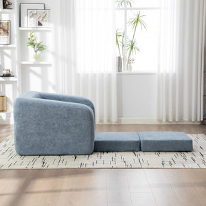 English Elm 40" Chenille Cloud Floor Chair Convertible Sleeper Sofa Lounge for Dorm Apartment Bedroom Light Blue W3118P388897