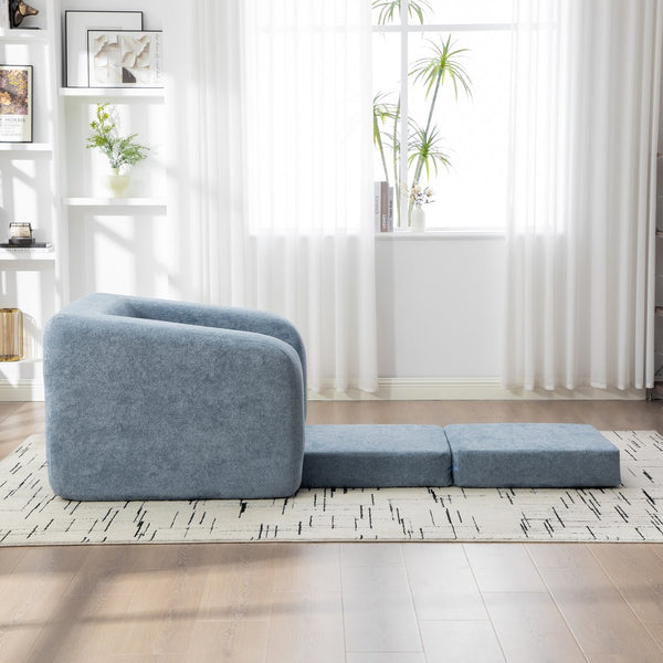 English Elm 40" Chenille Cloud Floor Chair Convertible Sleeper Sofa Lounge for Dorm Apartment Bedroom Light Blue W3118P388897