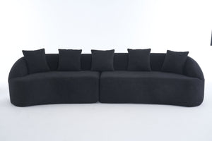 English Elm Compression Foam Curved Sectional Chenille Sleeper Sofa for Modern Living Rooms W2231S00051