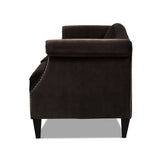 English Elm Elaine Camel Back Sofa Nailhead Accents, Deep Brown Performance Velvet