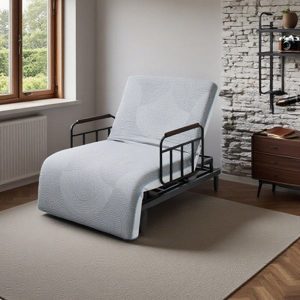 English Elm Electric Lift Bed with OKIN Motor, Memory Foam Mattress, Quiet 50,000-Cycle Frame, Fall-Safe Rails Black,Grey W2699S00061