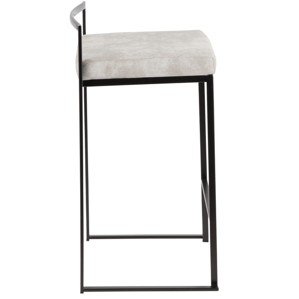 English Elm Fuji Contemporary Stackable Counter Stools - Set Of 2 With Grey Cowboy Fabric Cushions For Modern Homes B202P221920